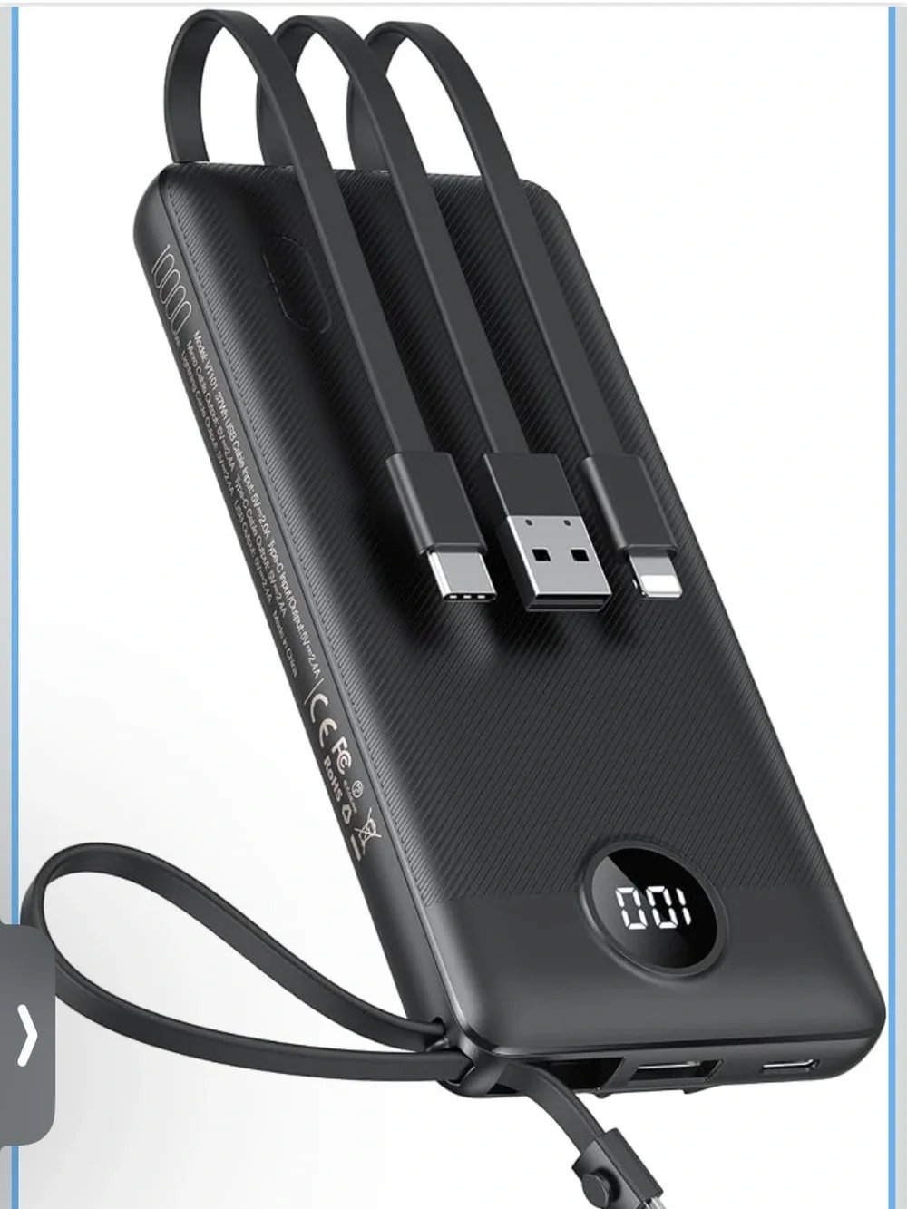 Vrurc - NIB Power Bank With Built In Cables